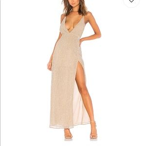 Gold slit dress XS - Revolve